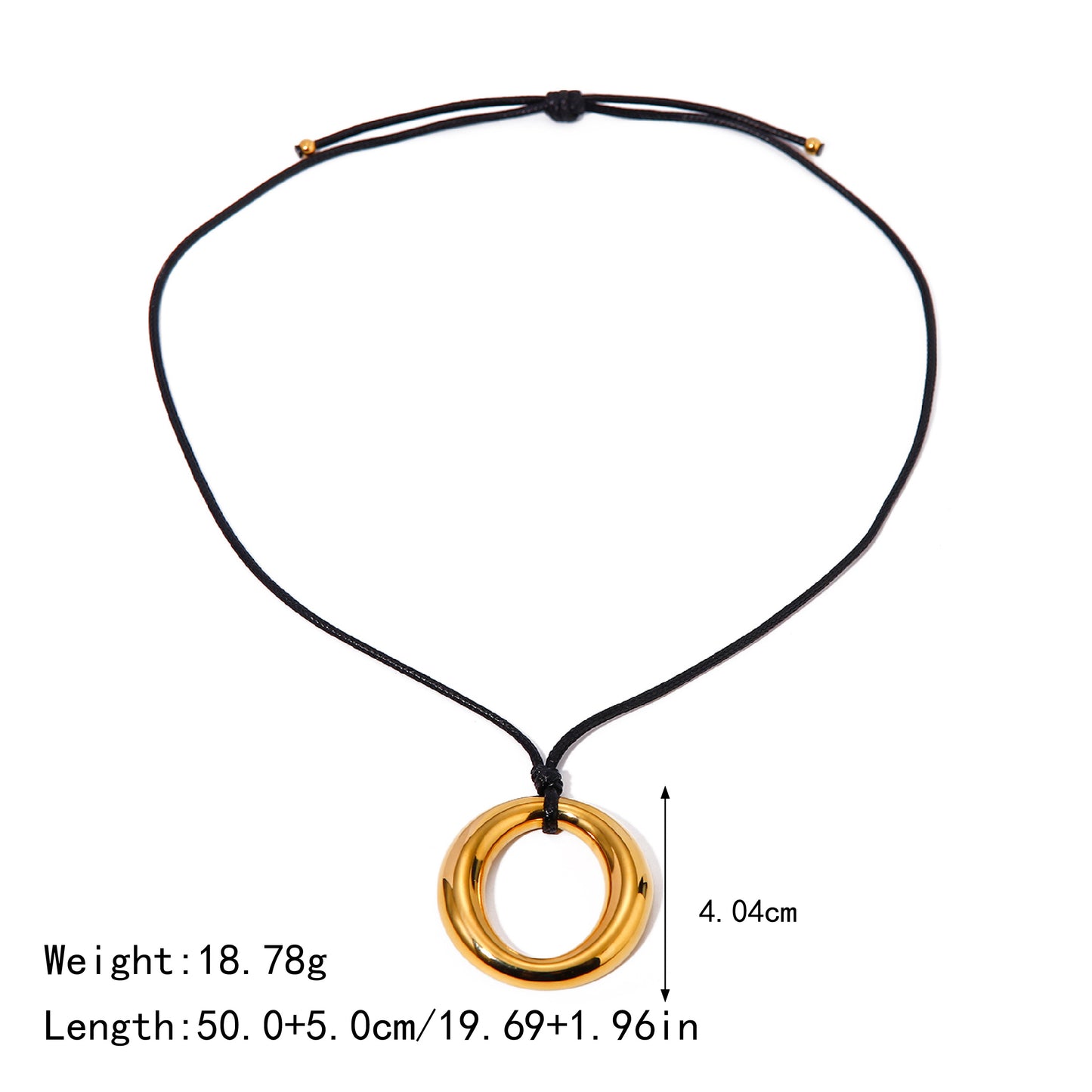 18k Gold Stainless Steel Round Hollow Necklace