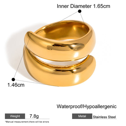 18K Gold Stainless Steel Double Layer Spring Open Ring