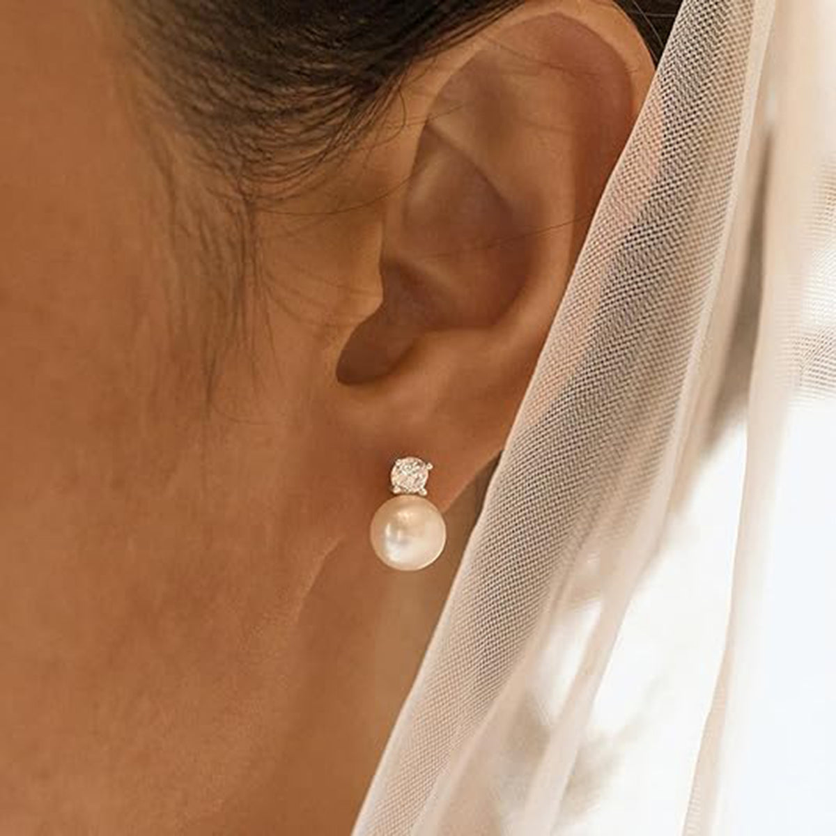 18k Gold Stainless Steel with Pearl Shell Bead Earrings