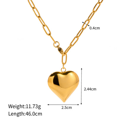 18k Gold Stainless Steel Heart Pendant Necklace