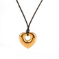 18k Gold Stainless Steel with Black Wax Rope Heart-Shaped Pendant Necklace