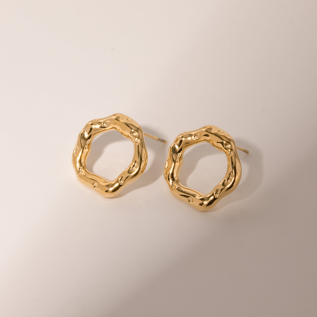 18k Gold Stainless Steel Lava Textured Hollow Hoop Earrings