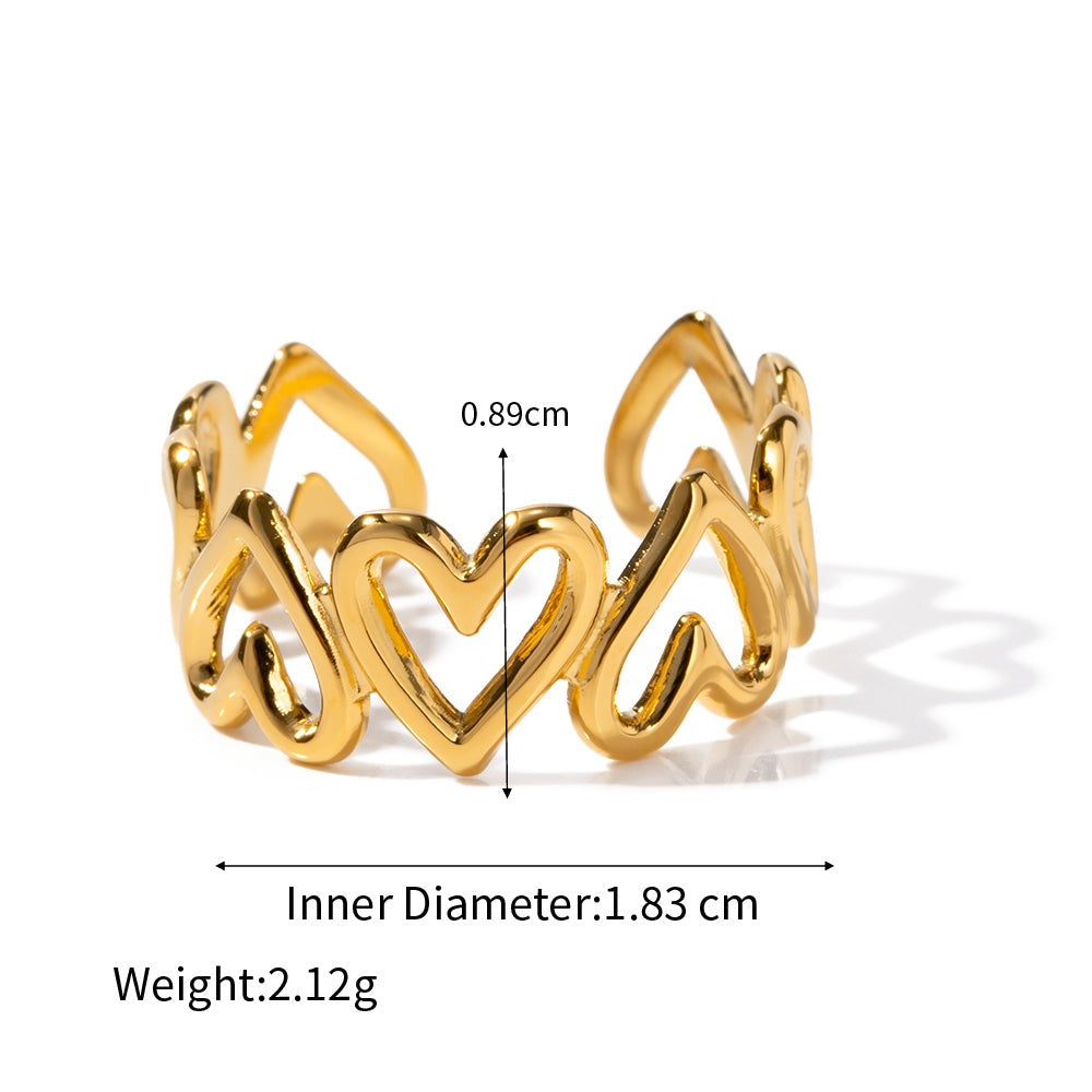 18K Gold Stainless Steel Hollow Heart Ring