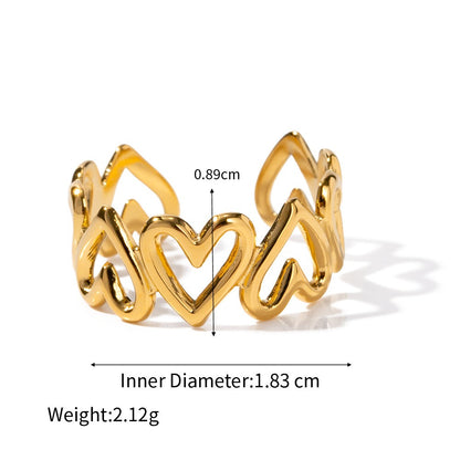 18K Gold Stainless Steel Hollow Heart Ring