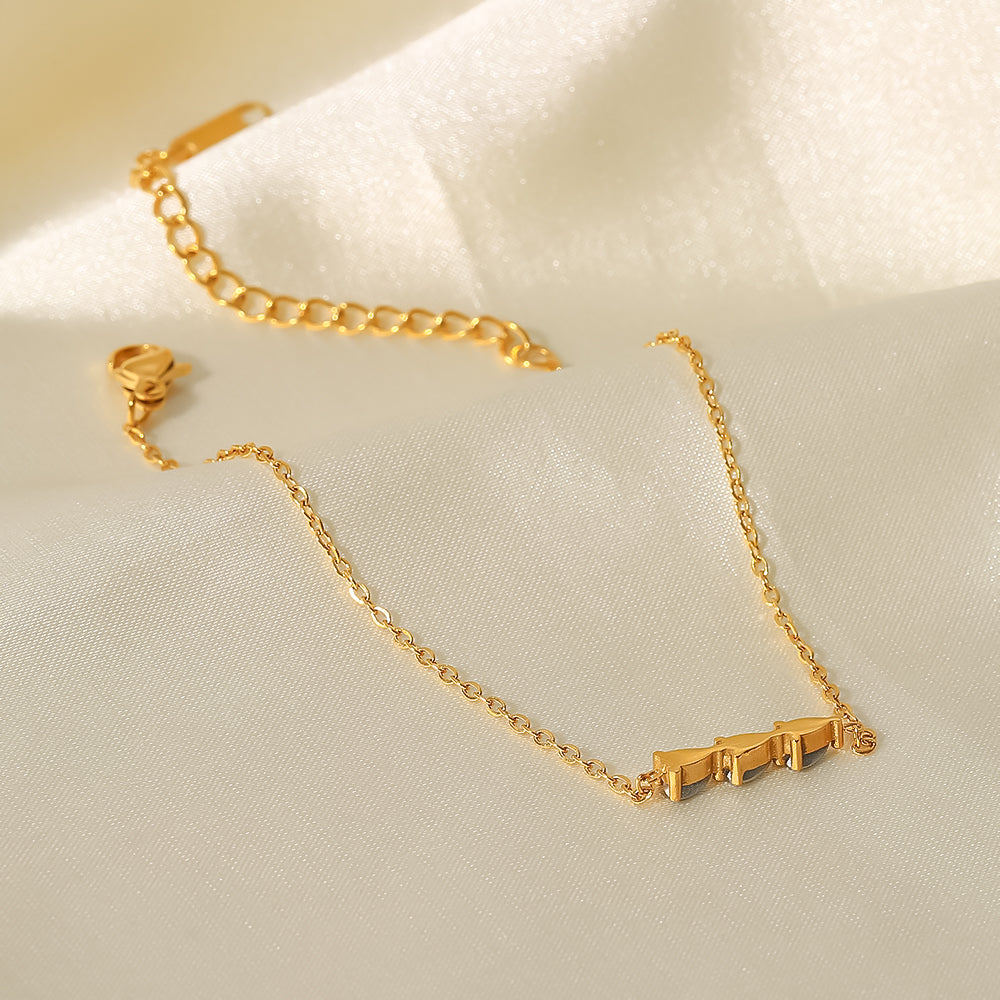 18k Gold with Teardrop Zircon Pendant Bracelet