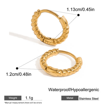 18k Gold Stainless Steel Simple Daily Twisted Hoop Earrings