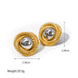 18K Gold Stainless Steel Threaded Texture Circular Earrings