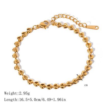 18K Gold Stainless Steel Hollow Heart Weave Bracelet