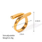 18K Gold Stainless Steel Inlaid Zircon Simple Intersecting Line Open Ring