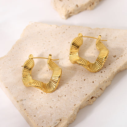 Wave-Shaped Geometric Hoop Earrings