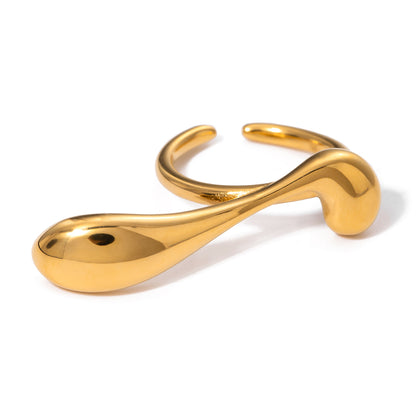 18K Gold Stainless Steel Waterdrop Irregular Curve Open Ring