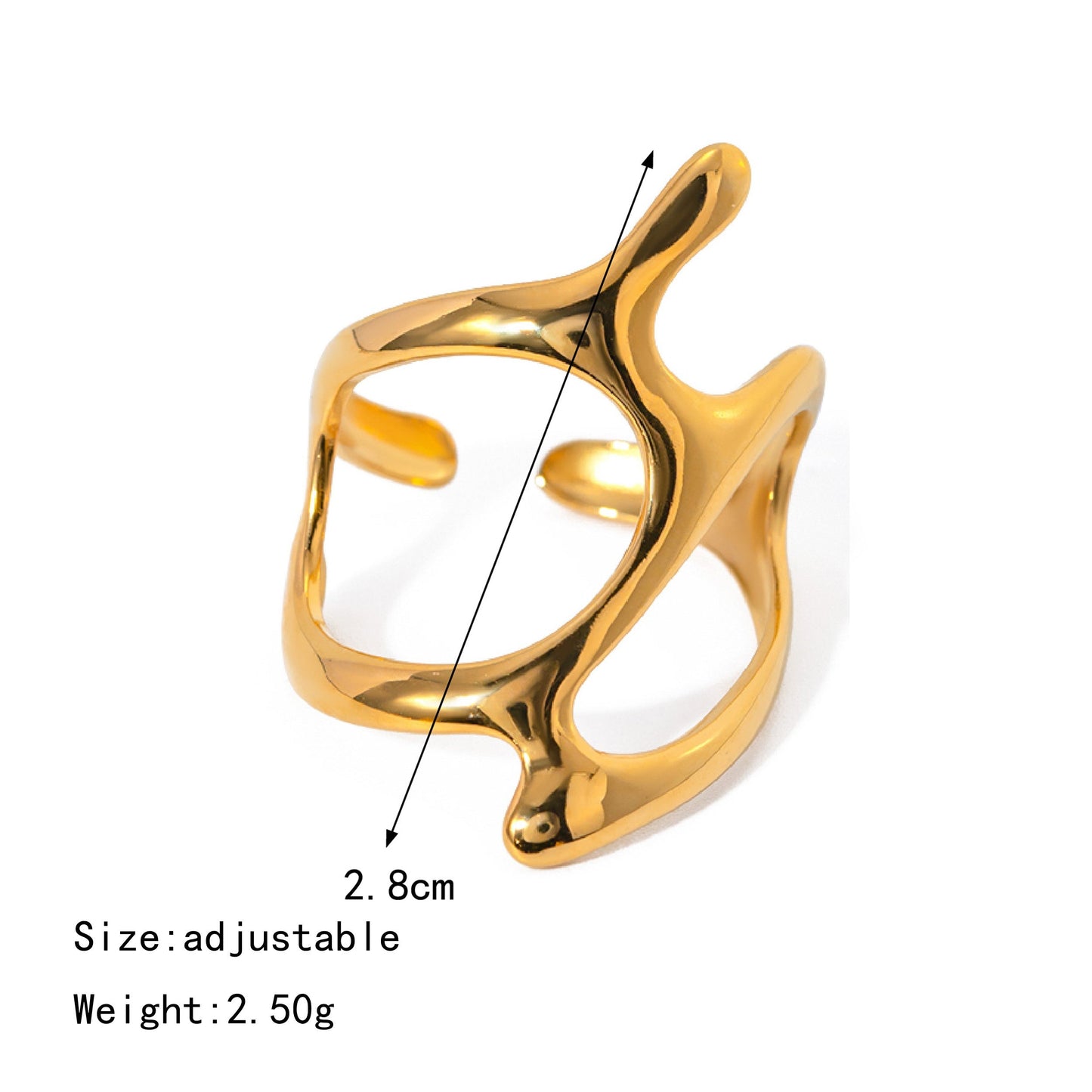 18K Gold Stainless Steel Irregular Geometric Open Ring