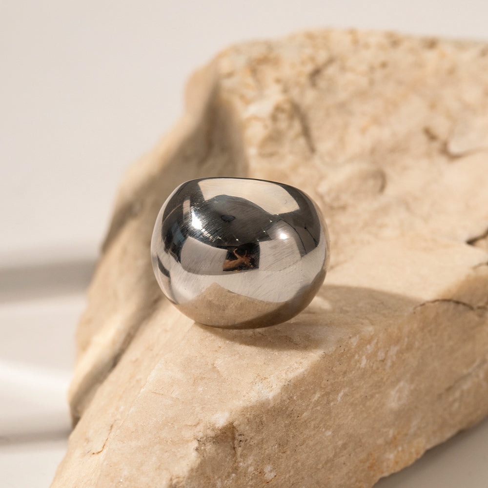 Stainless Steel Steel-Colored Spherical Ring