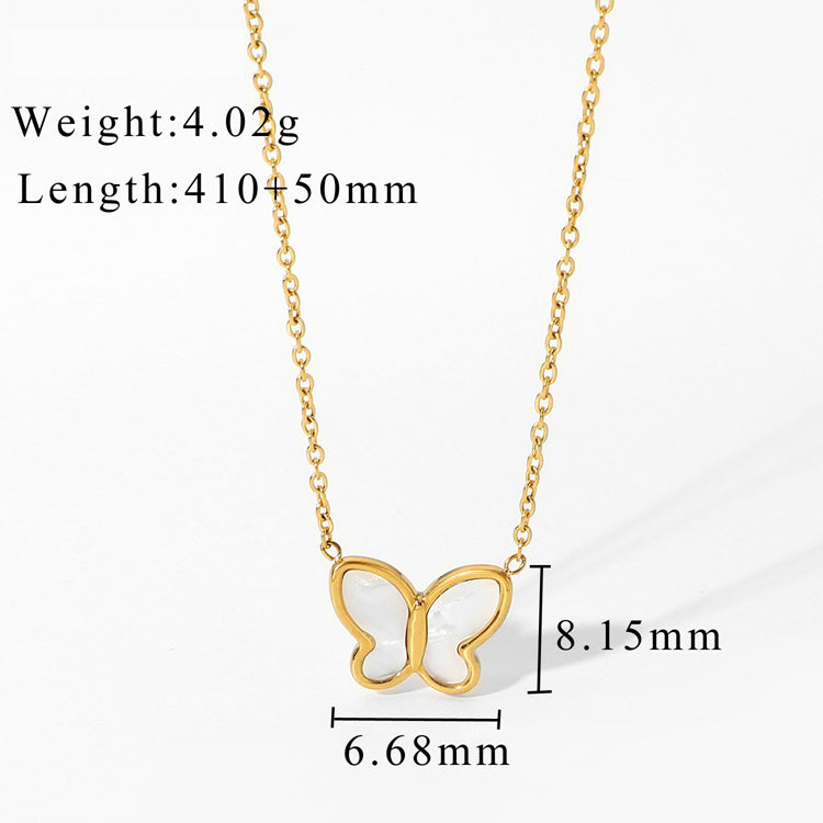 White Shell Butterfly Gold Chain Necklace