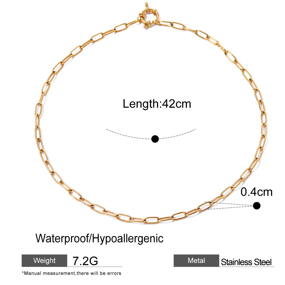 18K Gold Stainless Steel Simple Cross Chain Multifunctional Necklace 40cm