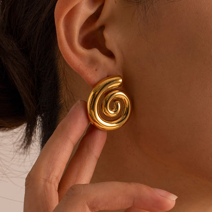 18K Gold Stainless Steel Spiral Earrings