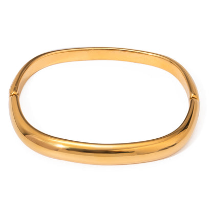 18K Gold Stainless Steel Clasped Square Vintage Bangle