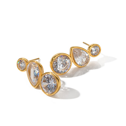 18k Gold Stainless Steel with Zircon Earrings