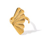 18K Gold Stainless Steel Ginkgo Leaf Ring