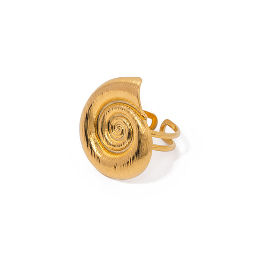 18K Gold Stainless Steel Conch Spiral Circle Open Ring