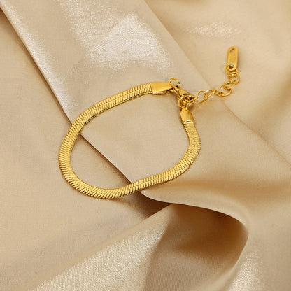 18K Gold Stainless Steel Snake Flat Chain