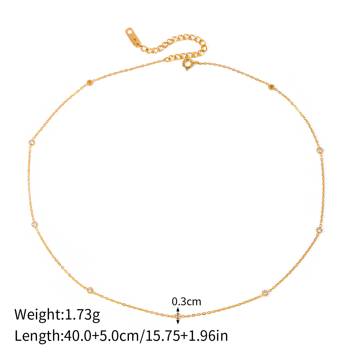 18k Gold Stainless Steel Minimalist Zircon Necklace