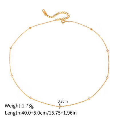 18k Gold Stainless Steel Minimalist Zircon Necklace