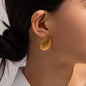 18K Gold Stainless Steel Shell Textured Stud Earrings