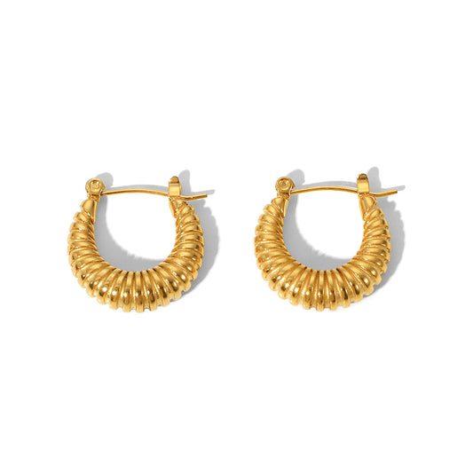 U-Shaped Screw Circle Horn Bread Earrings