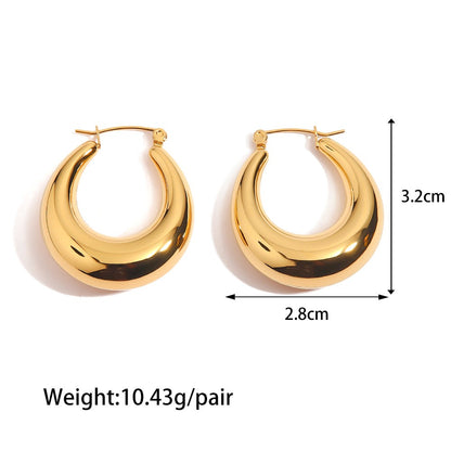 18K Stainless Steel Hollow Round Earrings