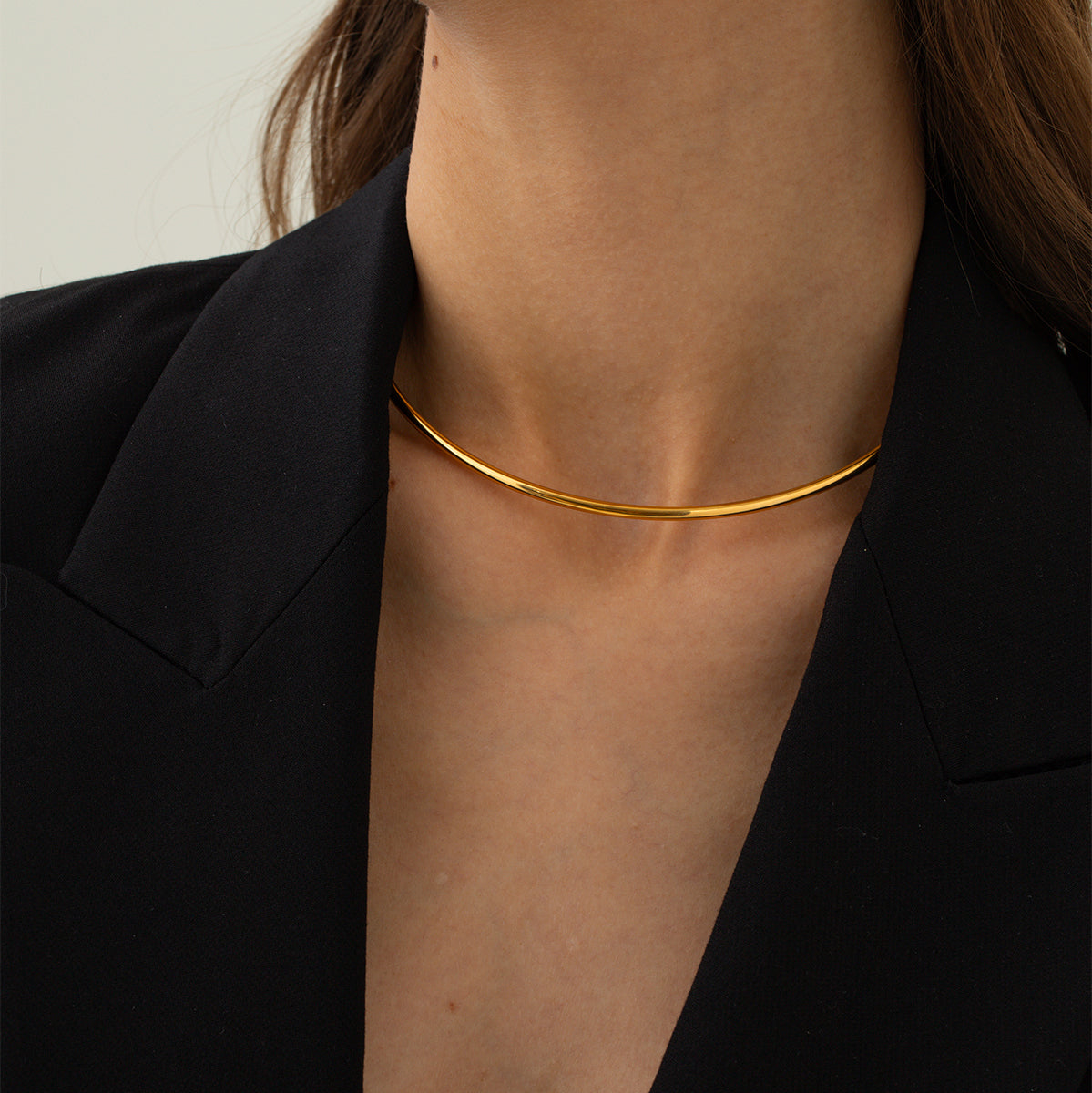 18K Gold Stainless Steel Open Choker Necklace with 3mm Wire Diameter