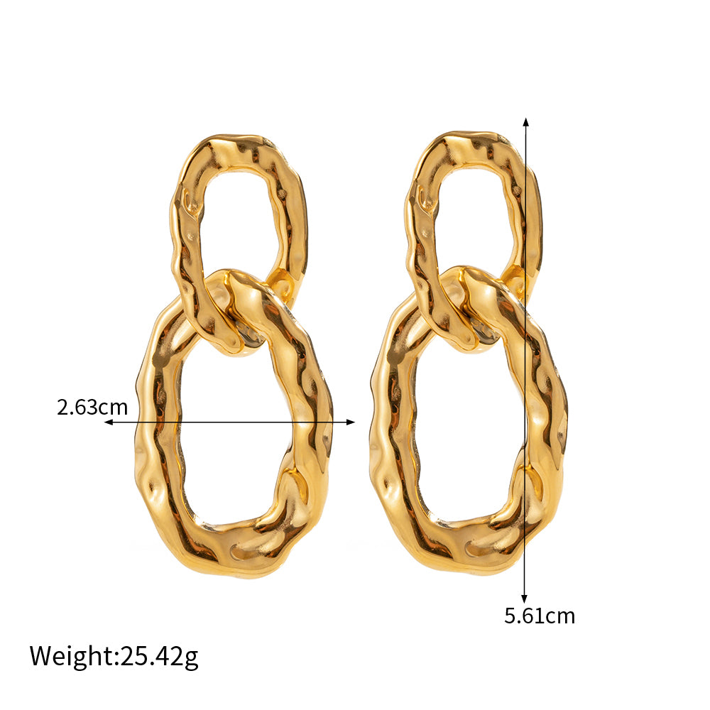 18k Gold Stainless Steel Exaggerated Chain Earrings