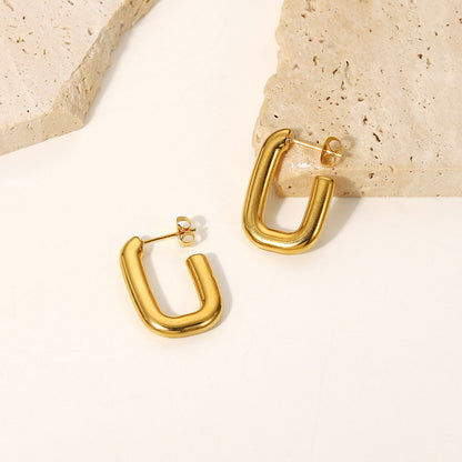 18K Gold Stainless Steel Open Square Earrings