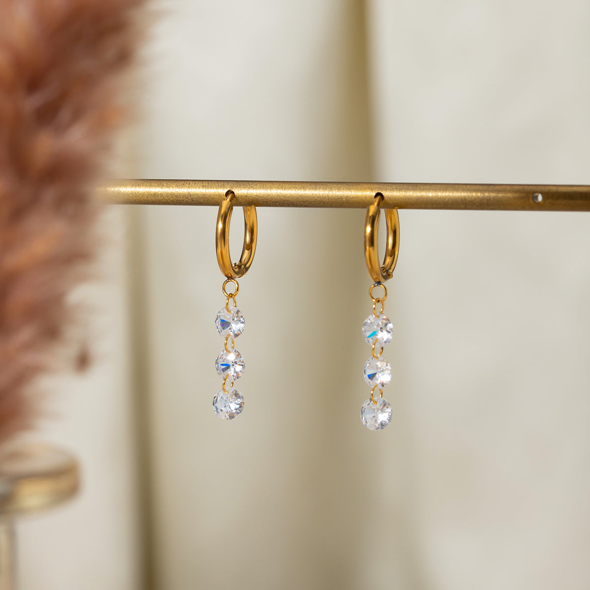 18K Gold Stainless Steel 5mm Diamonds Earrings