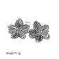 Matte Vintage Gold Stainless Steel Flower Metal Stud Earrings