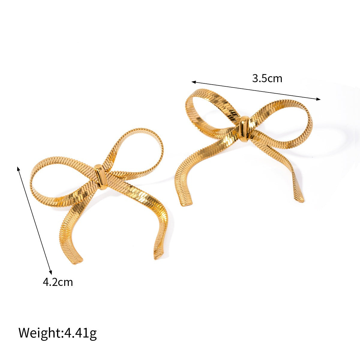 18K Gold Stainless Steel Flat Chain Bow Knot Earrings