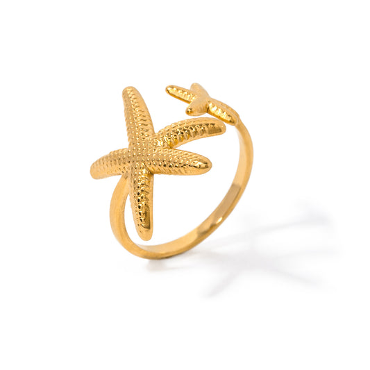 18K Gold Stainless Steel Starfish Asymmetric Ring