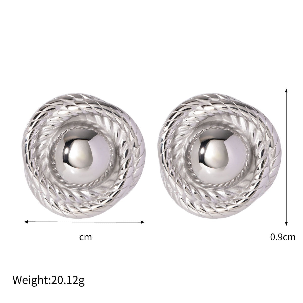 18K Gold Stainless Steel Threaded Texture Circular Earrings