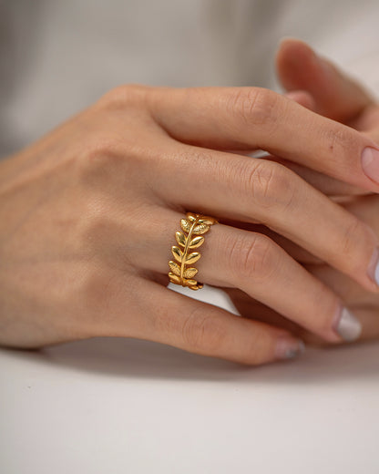 Olive Branch Leaf Open Ring