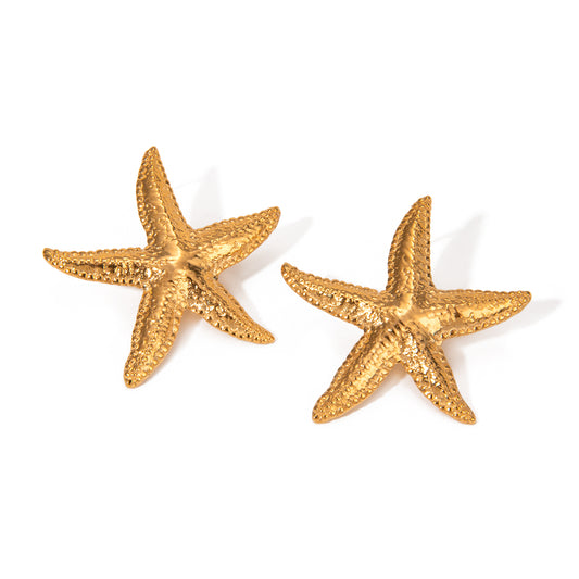 18K Gold Stainless Steel Starfish Earrings