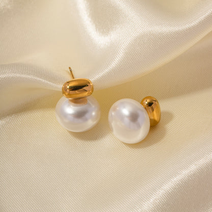 16k Gold Stainless Steel with Pearls Earrings