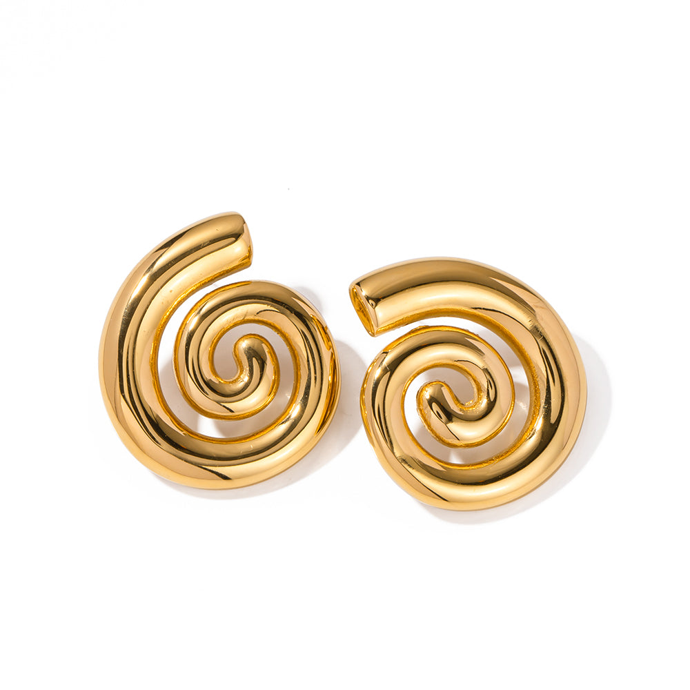 18K Gold Stainless Steel Spiral Earrings