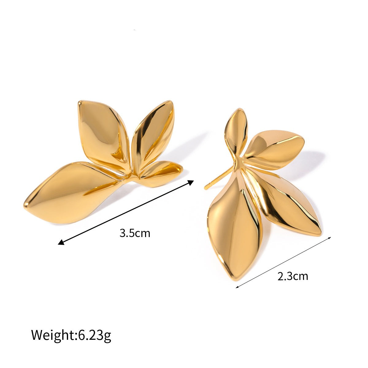 18K Gold Stainless Steel Rotating Gold Leaf Earrings