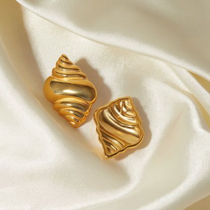 18k Gold Stainless Steel Seashell and Horn Bag Earrings