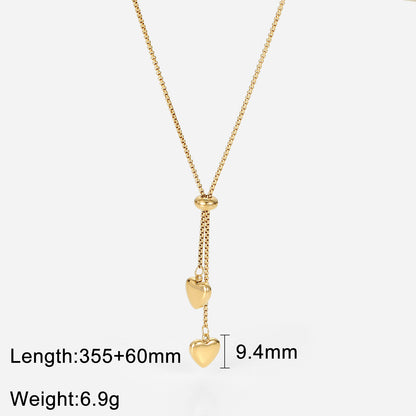 14K Gold Y-Shaped Rope Chain Necklace with Two Heart Pendants