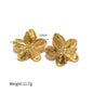 Matte Vintage Gold Stainless Steel Flower Metal Stud Earrings