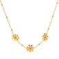 18k Stainless Steel Three Small Flowers with Zircon Necklace