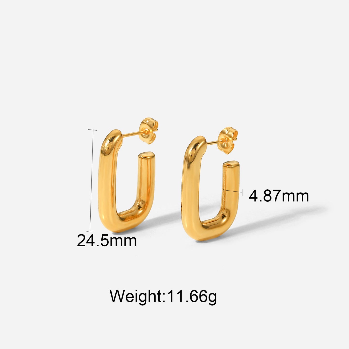 18K Gold Stainless Steel Open Square Earrings