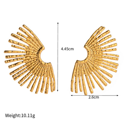 18k Gold Stainless Steel Hollow Fan-Shaped Earrings