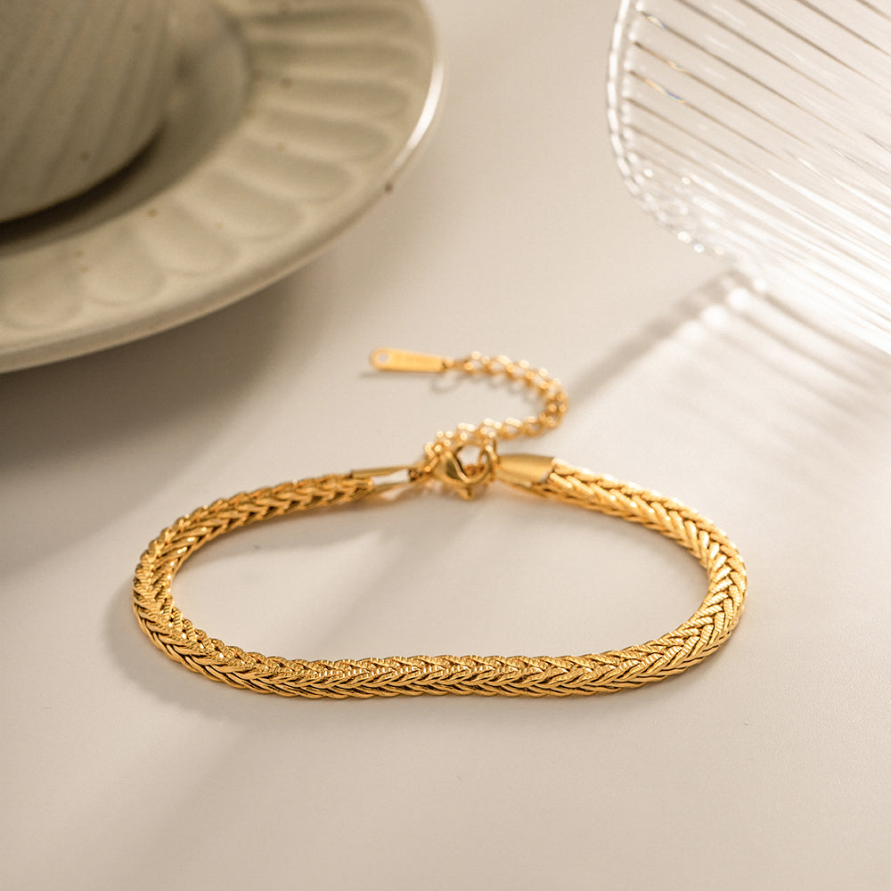 Simple Stainless Steel 18k Gold Bracelet